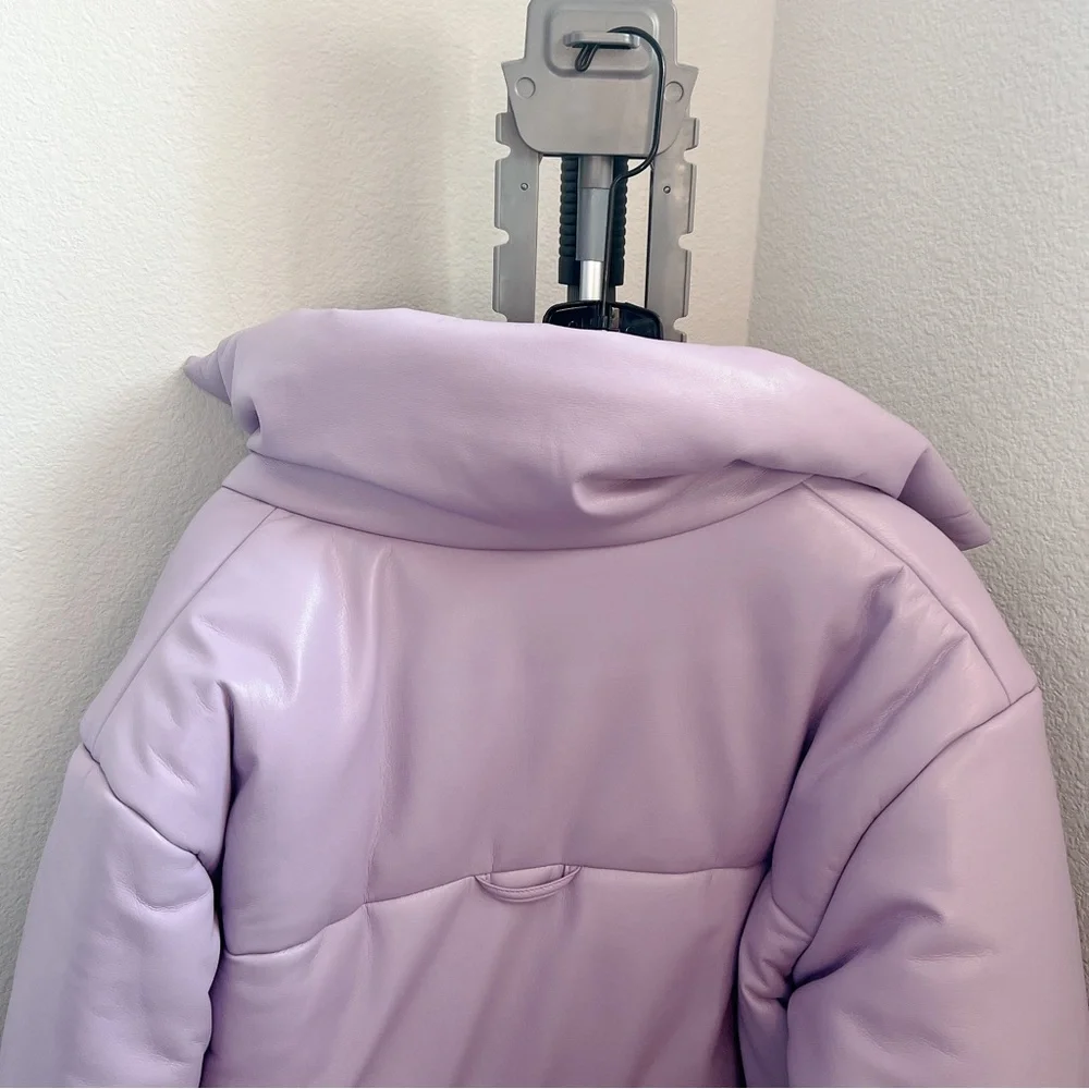 NWOT Nanushka HIDE Vegan Leather puffer jacket Lilac - Picture 11 of 13